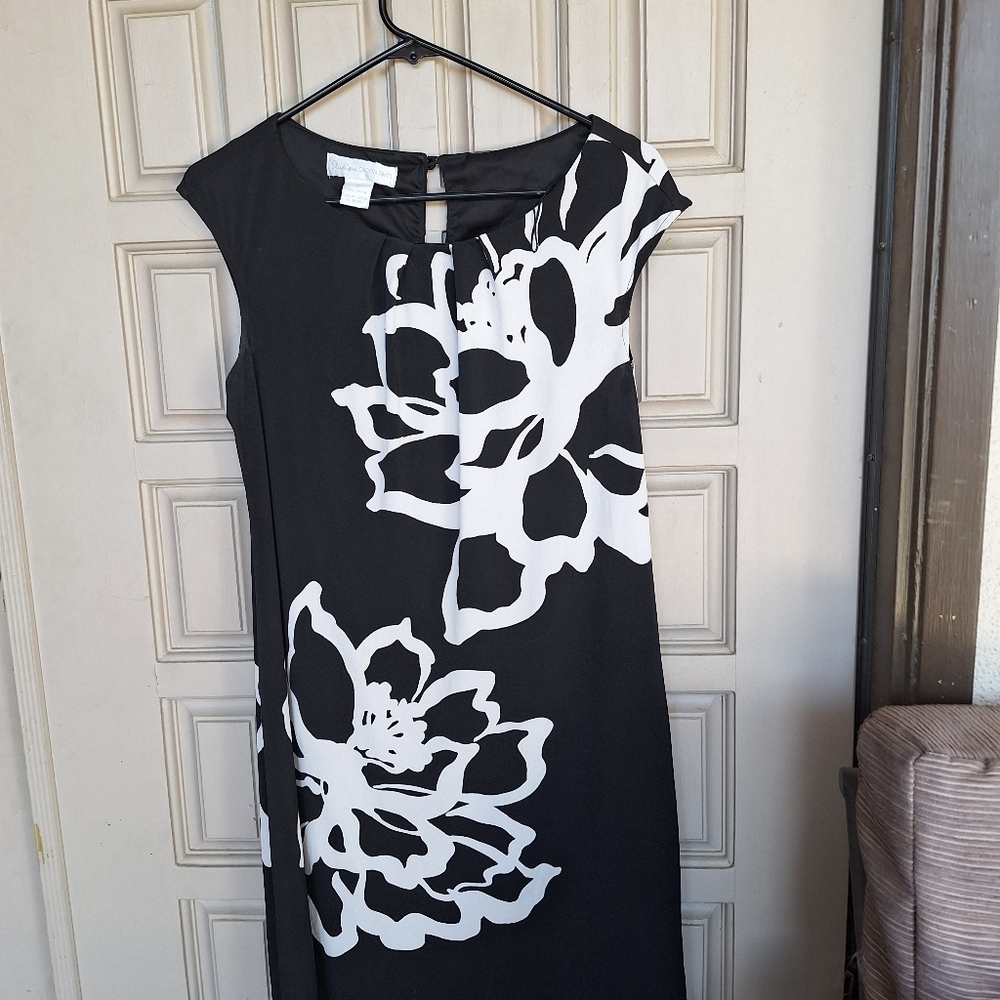 My Favorite Dress! Stuudio London Times Blk/Wht Sz12 Cap Sleeves Poly/Spandex - Picture 2 of 8